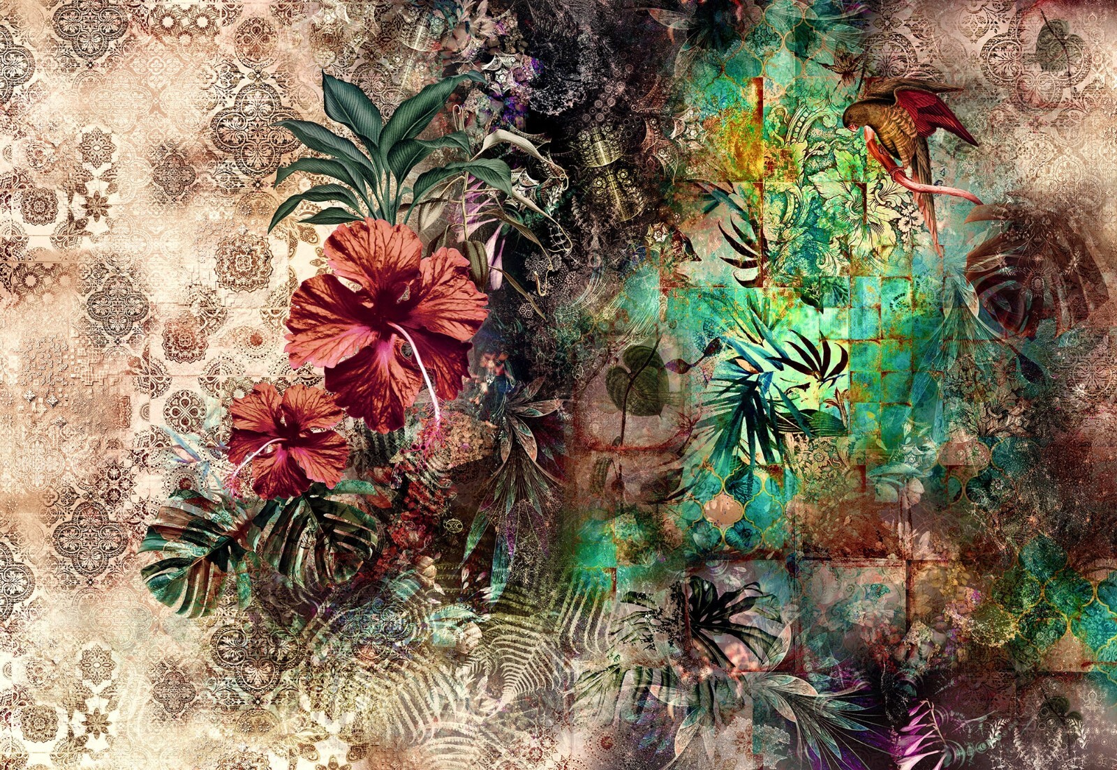 Giant Botanical Floral decor Wallpaper – Indian Design Mural for Living Room