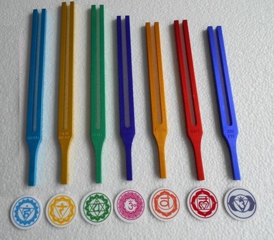  7 CHAKRA Color Tuning Fork Color Therapy With Sign + Activator