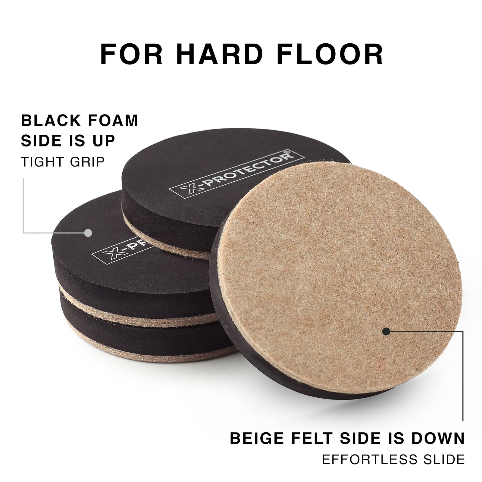 Felt Furniture Sliders Hardwood Floors 24 PCS 2 1/2 inch Furniture