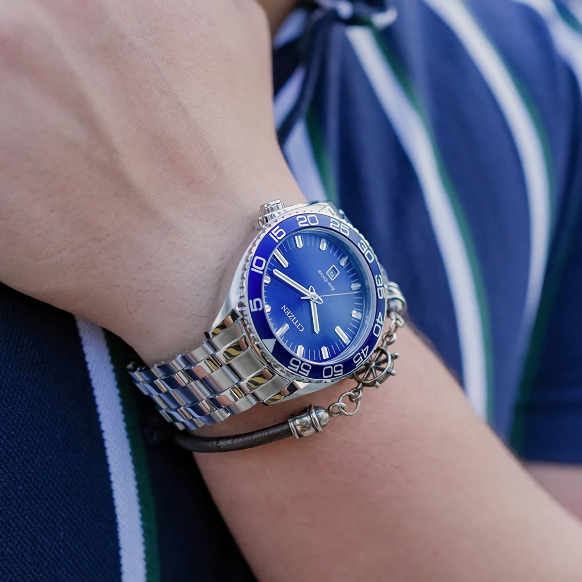 CITIZEN AW1770-53L Eco-Drive Blue Dial Date Display Stainless