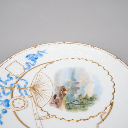 9" Plate Antique 19th C. Japonisme Style Landscape Painted Fan Bodley England 02 - Picture 4 of 7