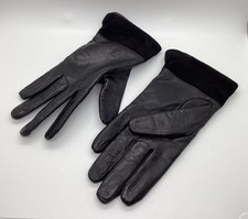 Vintage Frownes Gloves Ladies Black Leather Suede Cuffs Winter Snow Holiday