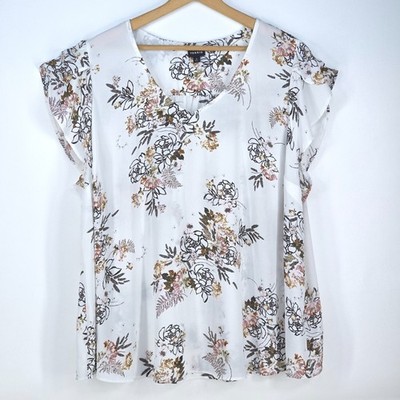 Torrid Georgette Cap Sleeve Floral Blouse Womens 4 Western Rust Ruffle Classic