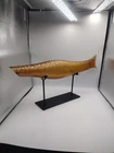 Vtg MCM Hand Blown Murano Art Glass Fish Sculpture Large 26"Long W/ Stand