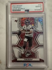 2022 Panini Gem Mint Mosaic Tom Brady White Sparkle Ssp #182 Psa 10