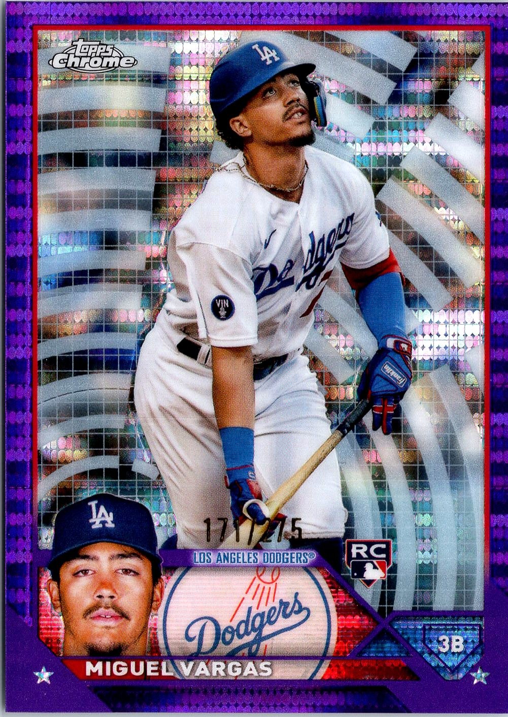 2023 Topps Chrome #161 Miguel Vargas Purple Sonar Refractors #/275 Rookie