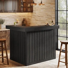 L-Shaped Home Bar Unit, 4-Tier Corner Liquor Bar Table with Storage Shelves