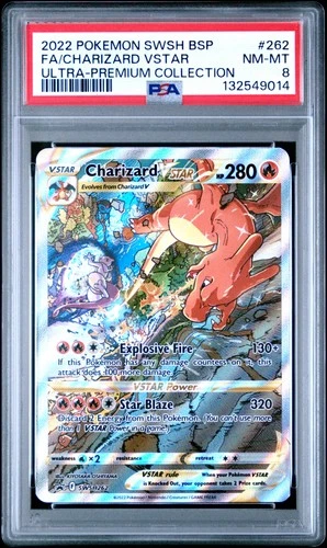 2022 POKEMON SWSH BLACK STAR PROMO #262 FULL ART/CHARIZARD VSTAR PSA 8