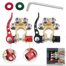 2X Car Battery Terminal Clamp Connectors Positive Negative Release Disconnect