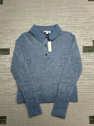 Banana Republic Sweater Womens Medium Blue Alpaca Blend Knit Polo New
