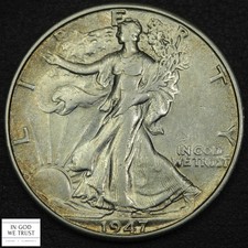 1947 D Walking Liberty Silver Half Dollar 50C (Final Year of Issue!)