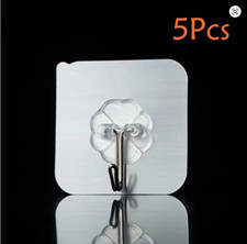 5Pcs Self-Adhesive Hook Transparent Door Wall Hook Child Heavy Load Rack K