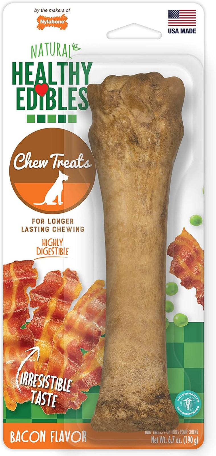 Nylabone Healthy Edibles Natural Dog Chews Long Lasting Baco
