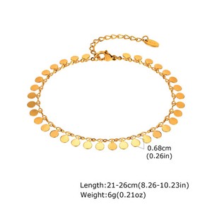 Authentic 3 Layers Gold Plated Anklet Set for Women Nature Stone Bead Bohe Disc Charm Stai