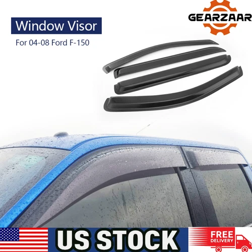 For 2004-2008 Ford F150 Super Crew Cab Window Visors Wind Deflector Rain Guard