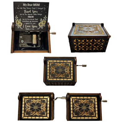SALE LOT OF 5 Wooden Music Box DEAR MOM YOU ARE MY SUNSHINE Song Hand Crank New