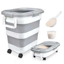 Rice Storage Container Collapsible Airtight 10-40 Lb 25lb Pet Dog Food Dispenser