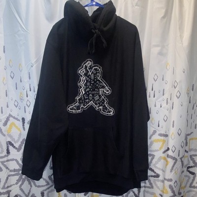 Fluffy Guy Men's 5XL Black Fleece Graphic Logo Pullover Hoodie Pockets