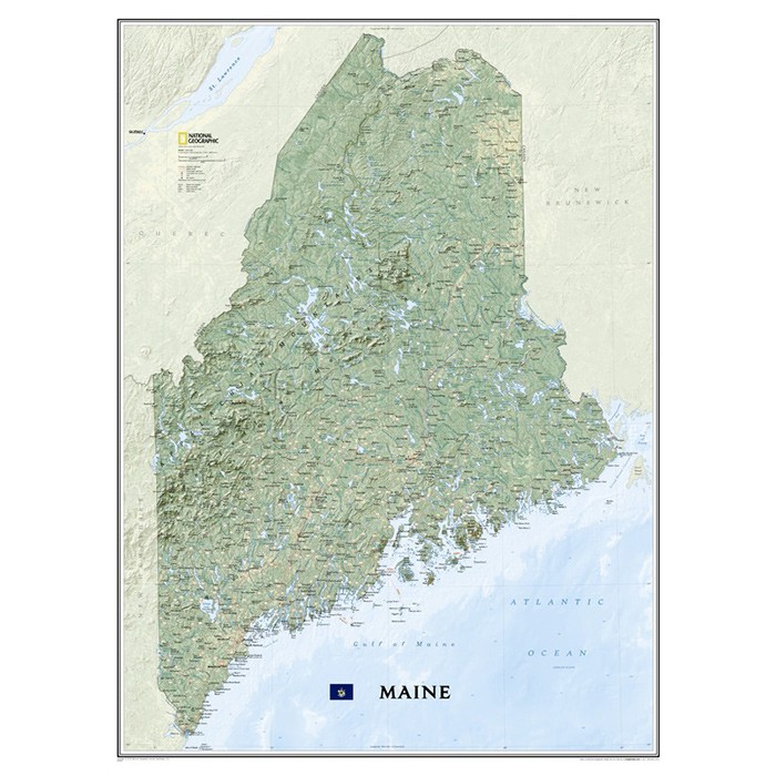 National Geographic New England Paper Wall Map - Maine Edition | Detailed