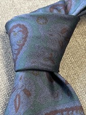 Paul Stuart Paisley Violet Green And Maroon Silk Hand Made Men&rsquo;s Tie