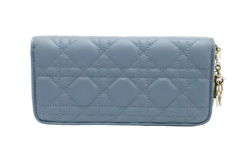Portefeuille cuir Dior Lady Voyageur bleu nuage S0007ONMJ_M81B 114883590
