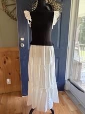 By The River Black & White Vest Maxi Dress with decorative sleeves Size M NWT