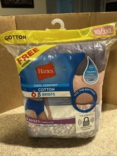 6 Pack Womens Hanes Wicking Cool Comfort Cotton Briefs Colors 10/3XL NOS Sealed