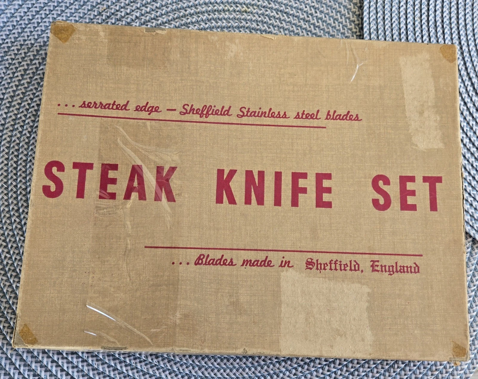 VTG MCM SET OF 12 SHEFFIELD ENGLAND STAINLESS STEEL IMITATION BONE STEAK KNIVES