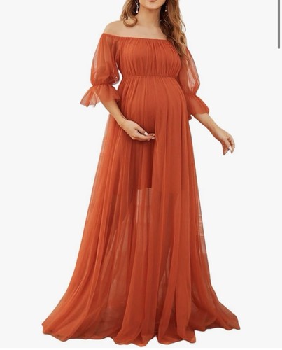 Maternity Maxi Dress SMALL Photoshoot Baby Shower Gender Reveal Earthy Ethereal
