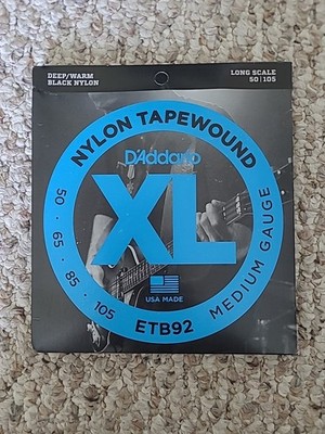 D'Addario ETB92 Black Nylon Tapewound Short Scale Bass Strings NEW Free shipping