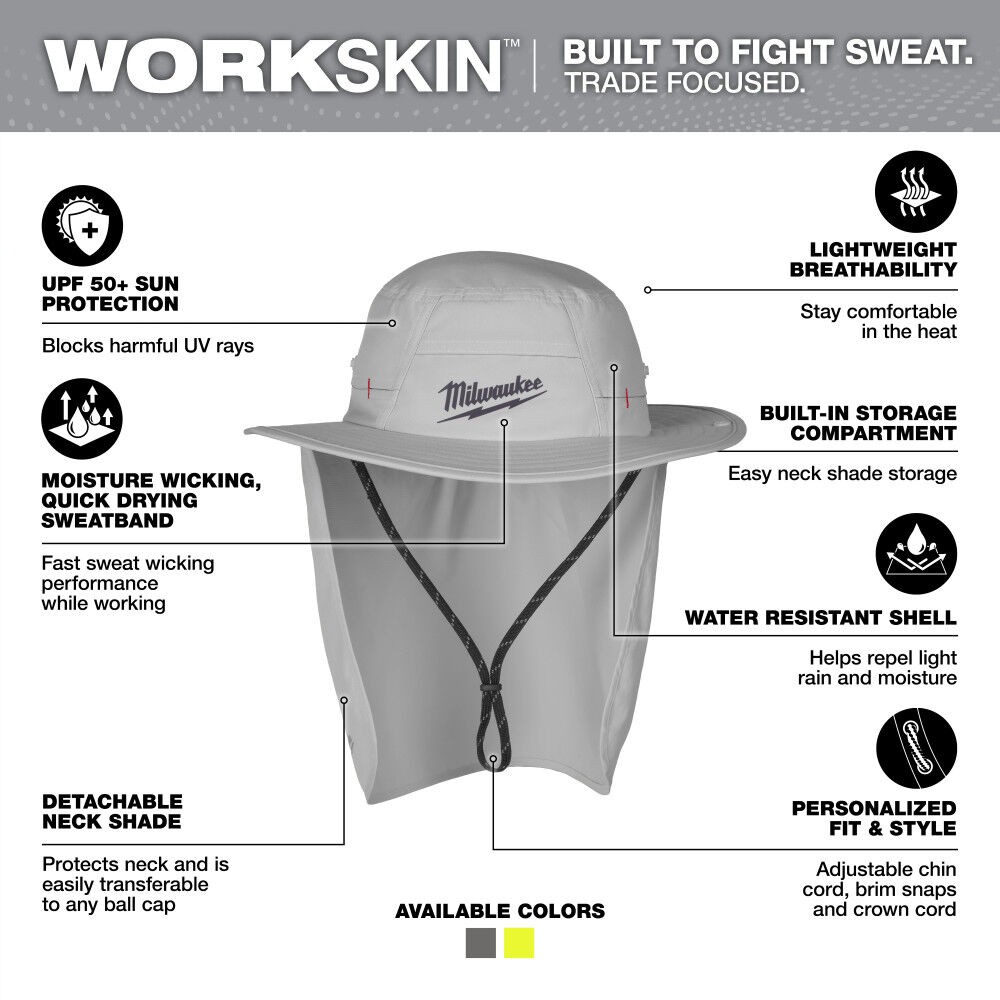 Milwaukee Workskin Sunshade Hat - Gray Lxl | eBay
