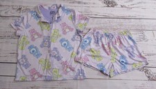 Care Bears Light Purple 2 Piece Pajama Set Short Sleeve Top Shorts Girls Size 8