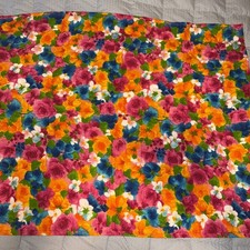 Vintage Colorful Quilt 35  X 45  Reversible Bright Floral Design Blanket Thrown