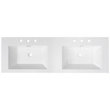 60" Double Sink Bathroom Vanity Top W/ Integrated Resin Basin 8 in Faucet Holes