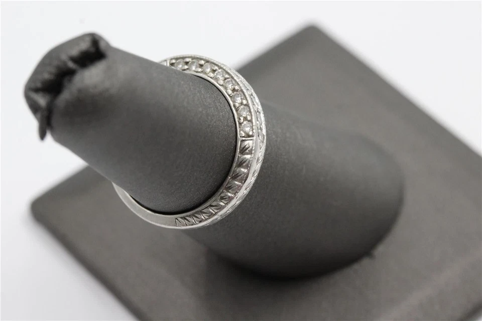 Anillo grabado Scott Kay platino 22 diamantes naturales genuinos talla 5,5 a 5,75 Foto 4 de 4