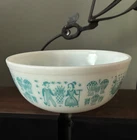 PYREX BUTTERPRINT TURQUOISE "AMISH" VINTAGE 1960's MIXING BOWL  4 QUART # 404