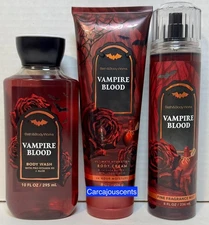 Bath & Body Works Vampire Blood Body Wash Body Cream Fragrance Mist Gift Set