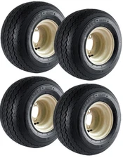 4-Pk 8" Beige Tan Golf Cart Tires Wheels 18X8.50-8 Fits E-Z-GO, Cushman, Yamaha