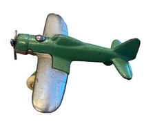 VTG 1930s Hubley Cast Iron Pursuit Fighter Plane 2226 2227 Green Silver Airplane