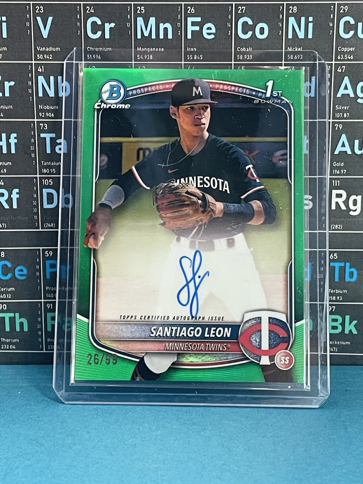 2025 Bowman Chrome Santiago Leon True Green Refractor Auto /99 #CPA-SL Twins