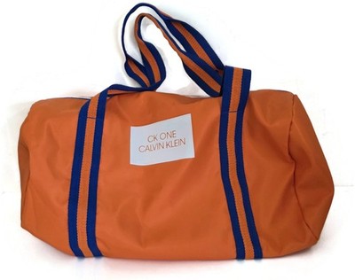 HOT CALVIN KLEIN ACTIVEWEAR GYM DUFFLEBAG ORANGE & ROYAL BLUE WITH A WHITE LOGO