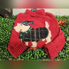 Vtg Lauren Ralph Lauren Dog Winter Holiday Sweater Rare HTF
