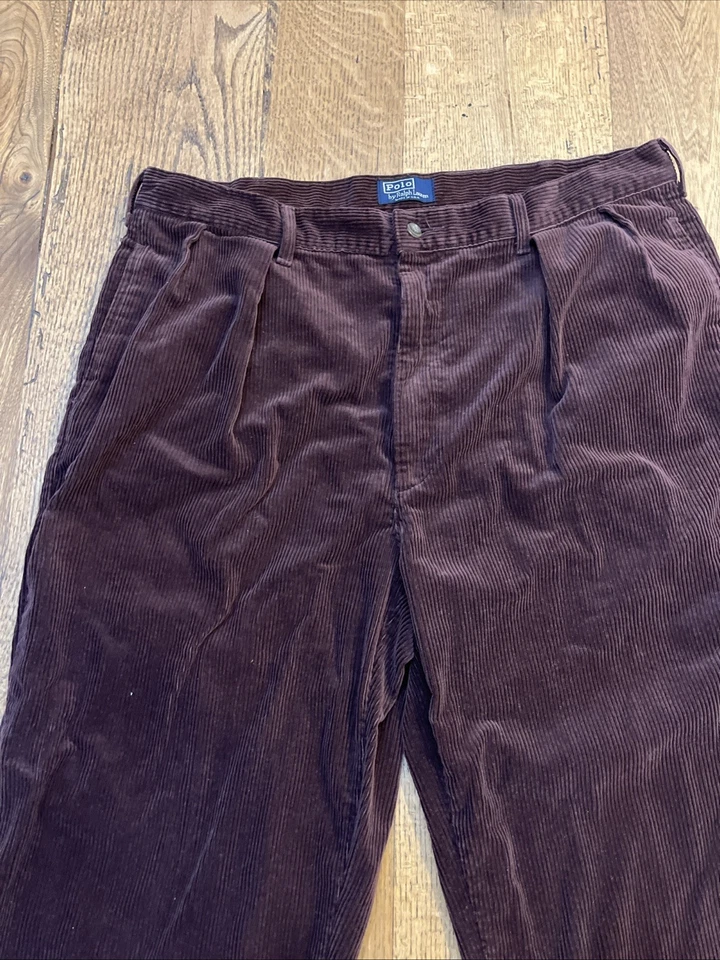 Polo Ralph Lauren Men's Classic Brown Corduroy Pants USA MADE, Size 38x30 - Image 4 of 4