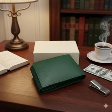 Authentic Rolex Green Leather Travel Case Service Center Pouch