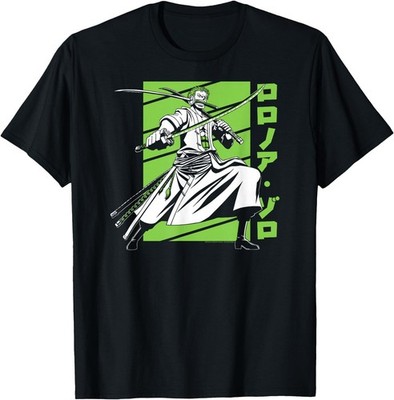 One Piece Anime White and Green Roronoa Zoro T-Shirt