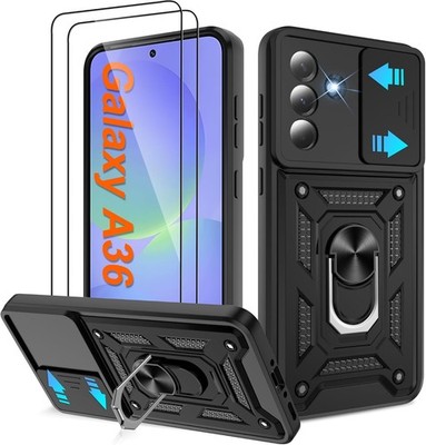 Samsung Galaxy A36-5G Phone Case with HD Screen Protector, Heavy Duty Black Cove