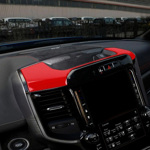For Dodge Ram 1500 2019-2025 ABS Red Dashboard Center Console Storage Cover Trim - Picture 4 of 11