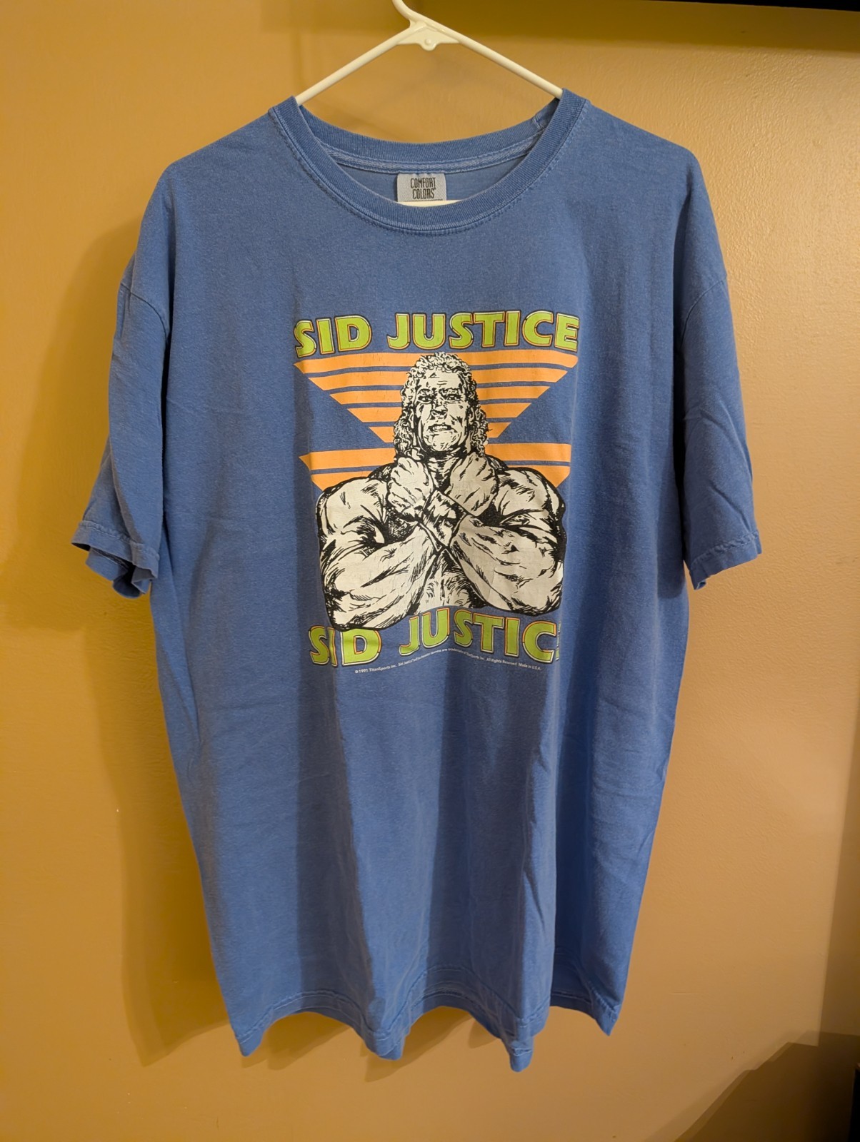 Sid Justice Psycho Vicious XL Shirt T-Shirt Blue WWF WCW WWE NJPW RARE