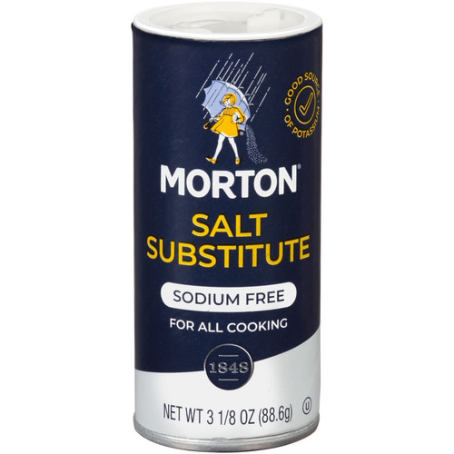 Morton Sodium Free Salt Substitute, Sodium-Restricted Diets 3.12oz (6 Pack)