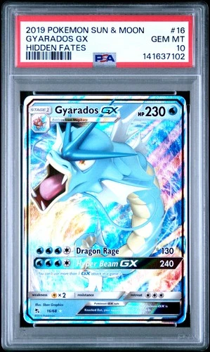 2019 POKEMON SUN & MOON HIDDEN FATES #16 GYARADOS GX PSA 10